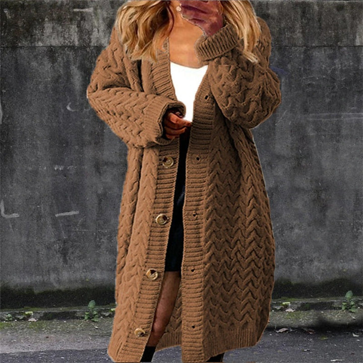 Cardigan femme en tricot épais avec design en cable texturé et poches pratiques Chic & Stil