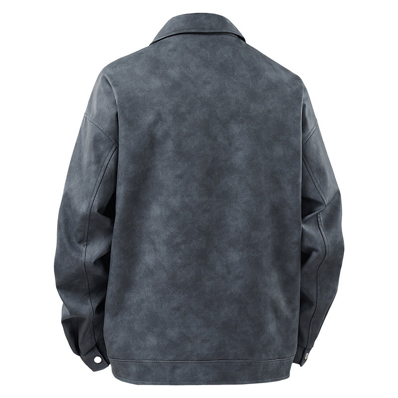 Sporty synthetic leather jacket for men with elastic waist Lune London
