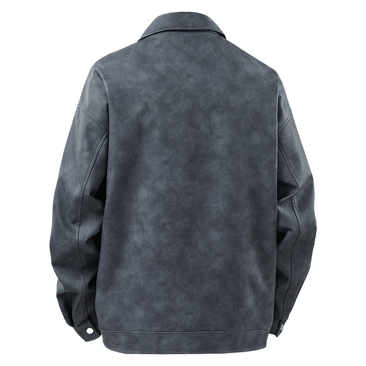 Sporty synthetic leather jacket for men with elastic waist Lune London