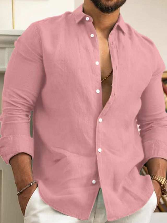 Classic linen shirt for men with modern cut and practical button placket Lune London