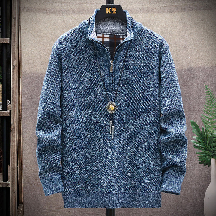 Half-zip knitted sweater for men with varied textures Lune London