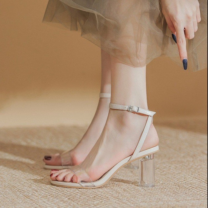 Women Transparent Strap Sandals with Elegant Block Heel Lune London