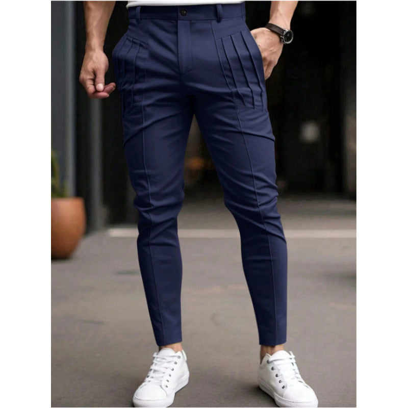 Elegant slim-fit men's trousers with high-quality pleats and practical pockets Lune London