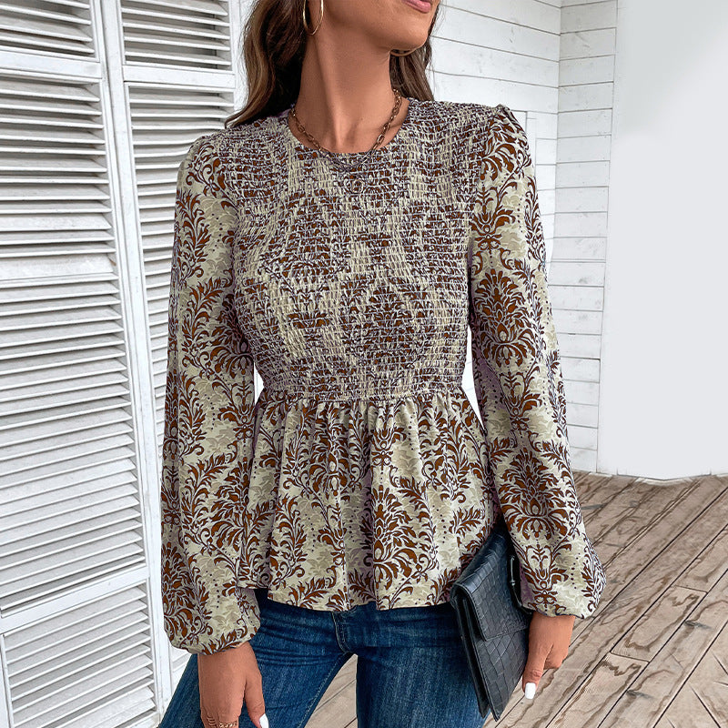 Elegant shirt for women with voluminous sleeves and a floral pattern Lune London