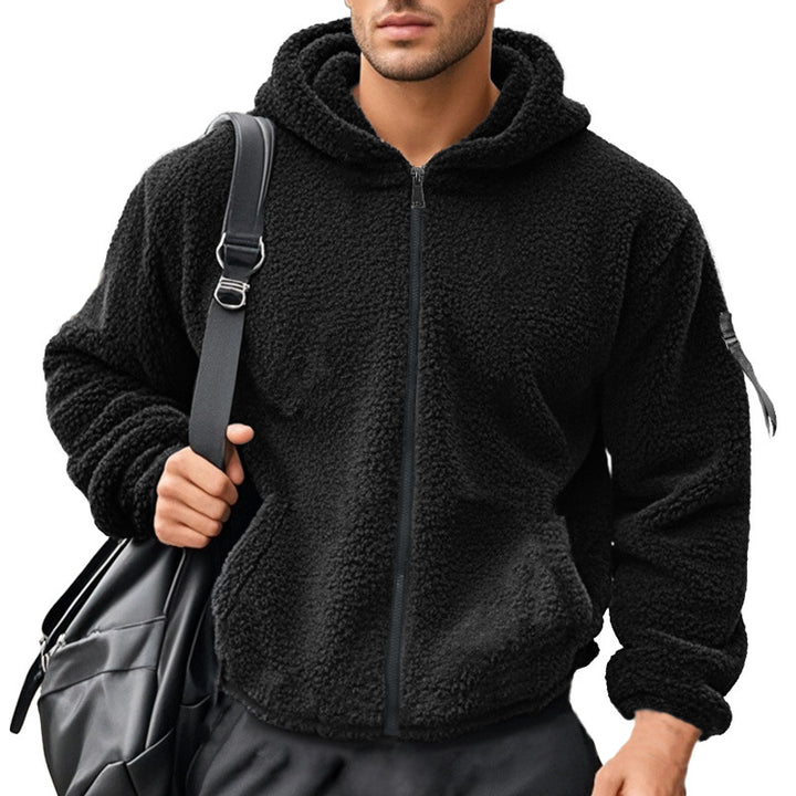 Men's fleece hoodie with kangaroo pocket and sturdy zipper Lune London