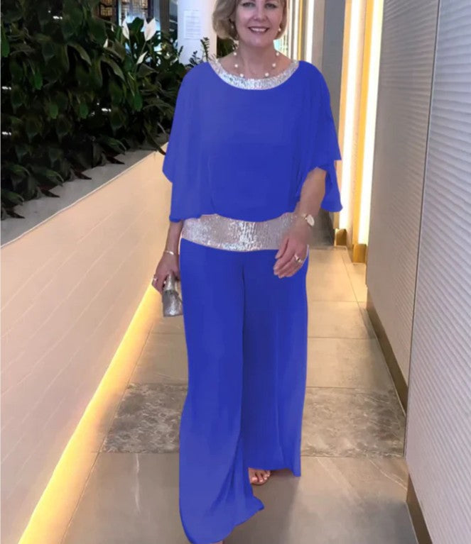 Ladies elegant and airy jumpsuit with sparkling belt Lune London