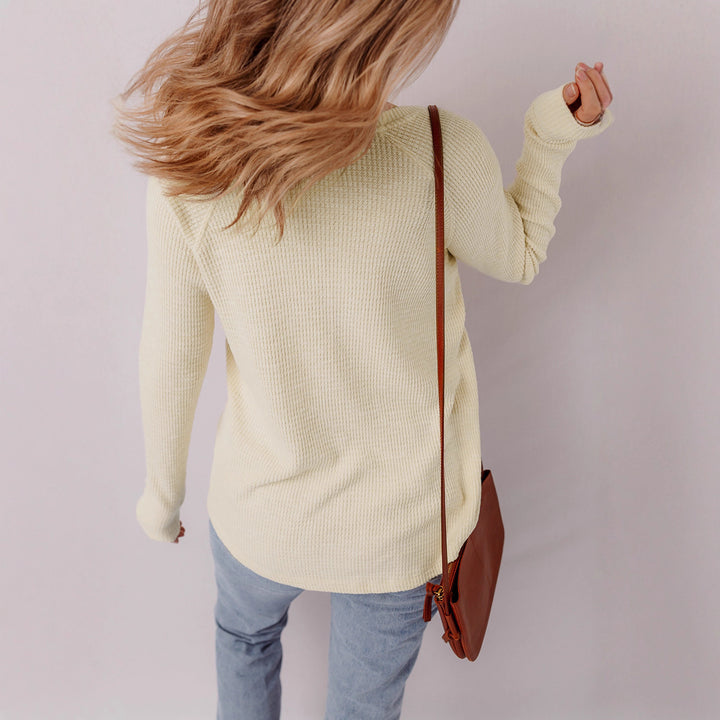 Lune London textured material casual Henley sweater for women