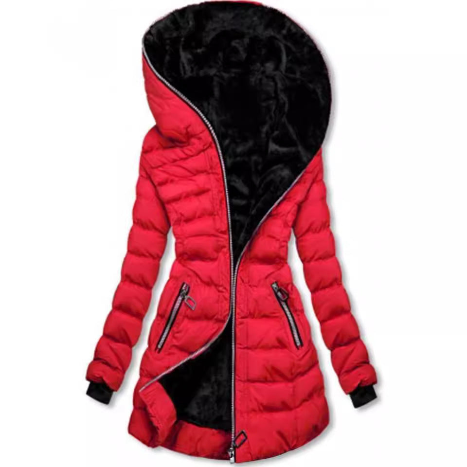 Women's winter jacket lined with high collar and stylish zip pockets Lune London