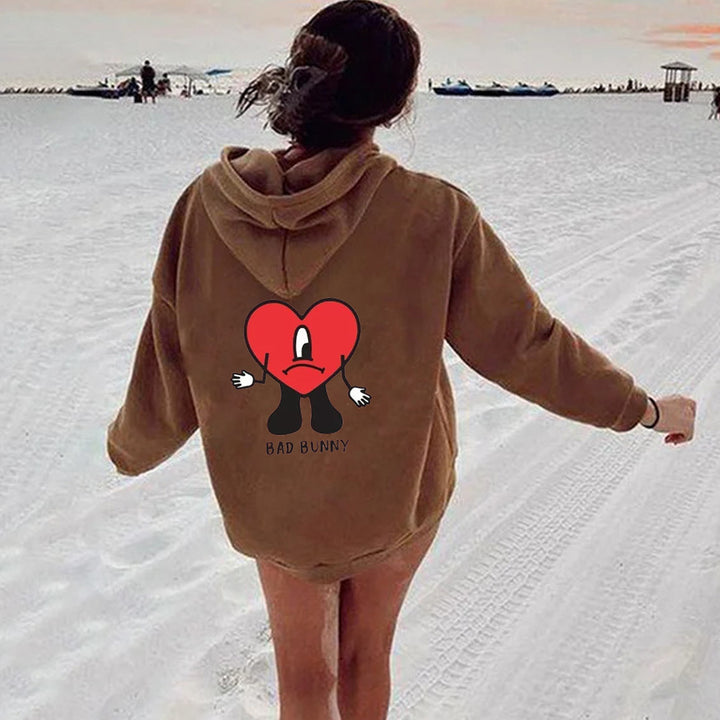 Hooded sweatshirt for women with creative heart pattern Lune London