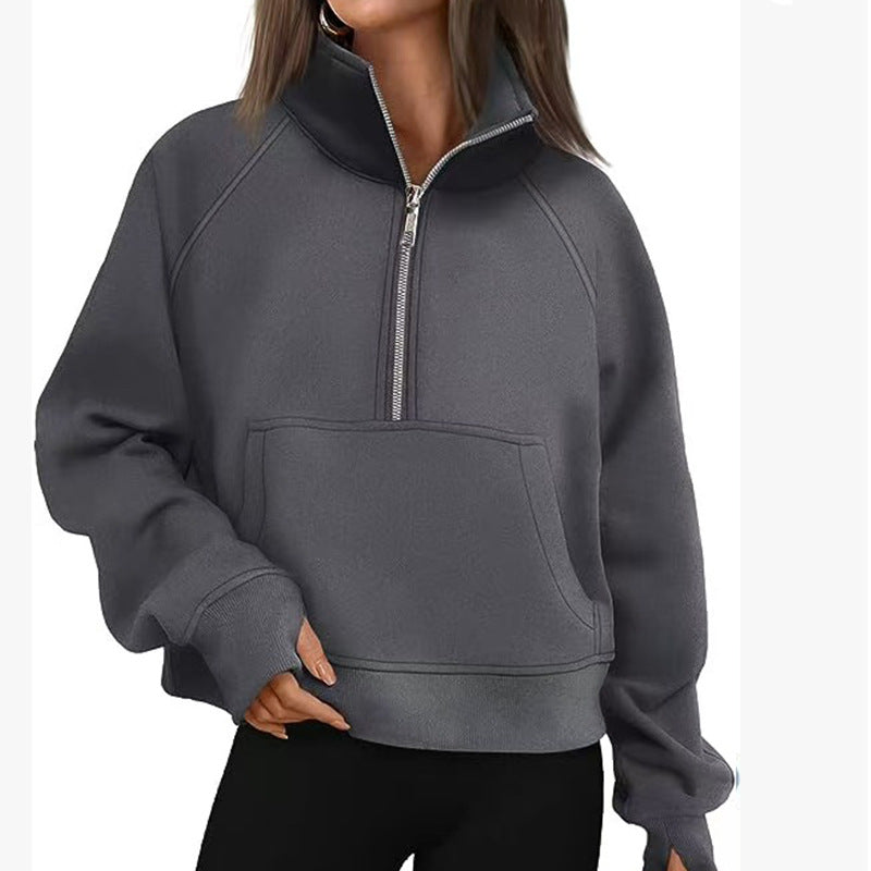 Women's sweater with high collar and zipper Lune London