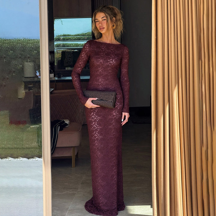 Elegant lace maxi dress for women with long sleeves Lune London