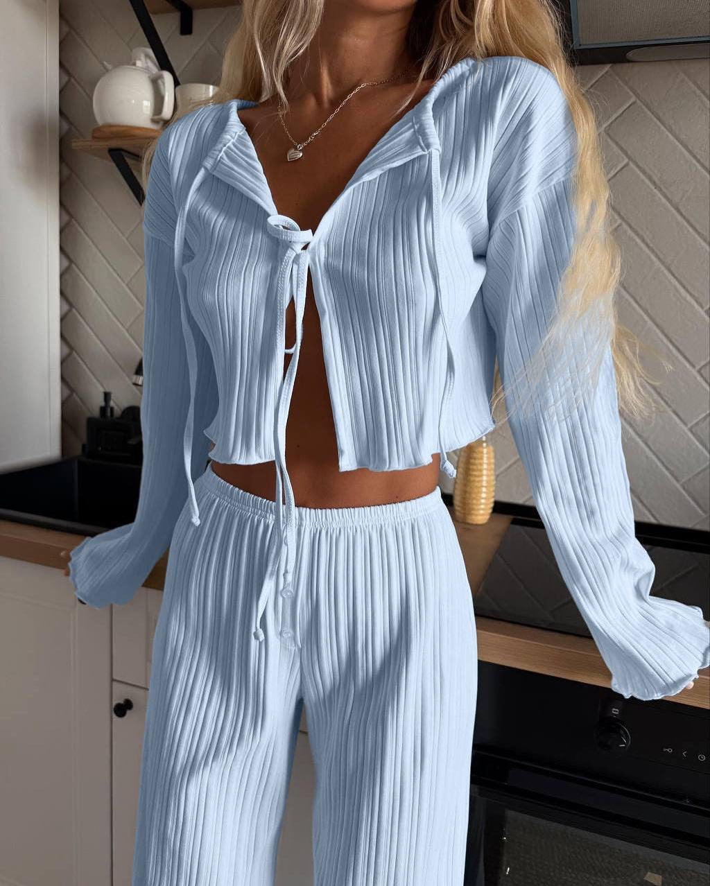 Casual knitted outfit for women with adjustable drawstring Lune London