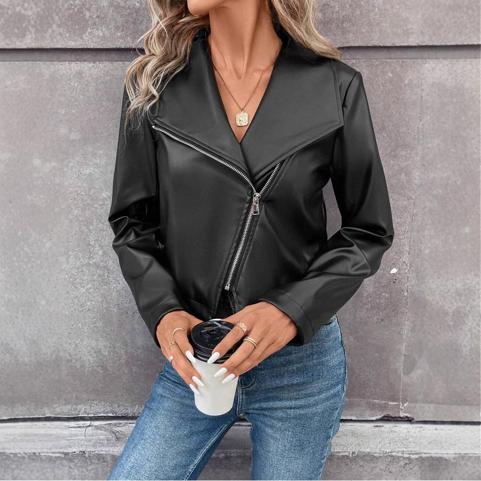 Lune London Women's Biker Jacket with Asymmetrical Zipper