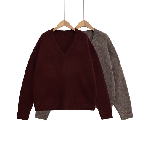 Ladies V-neck Chic Knit Sweater