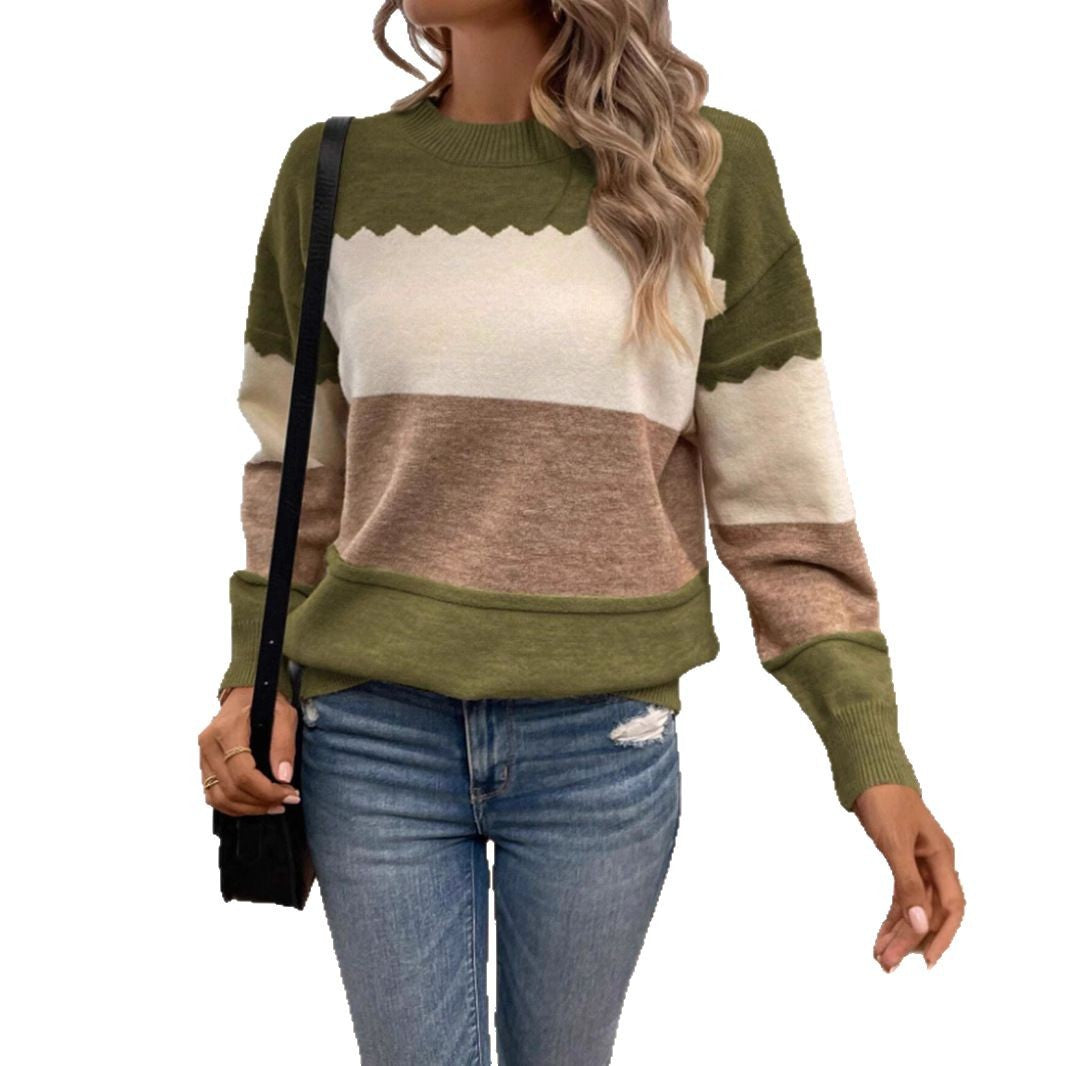 Women's comfortable sweater with a modern blocked stripes design Lune London