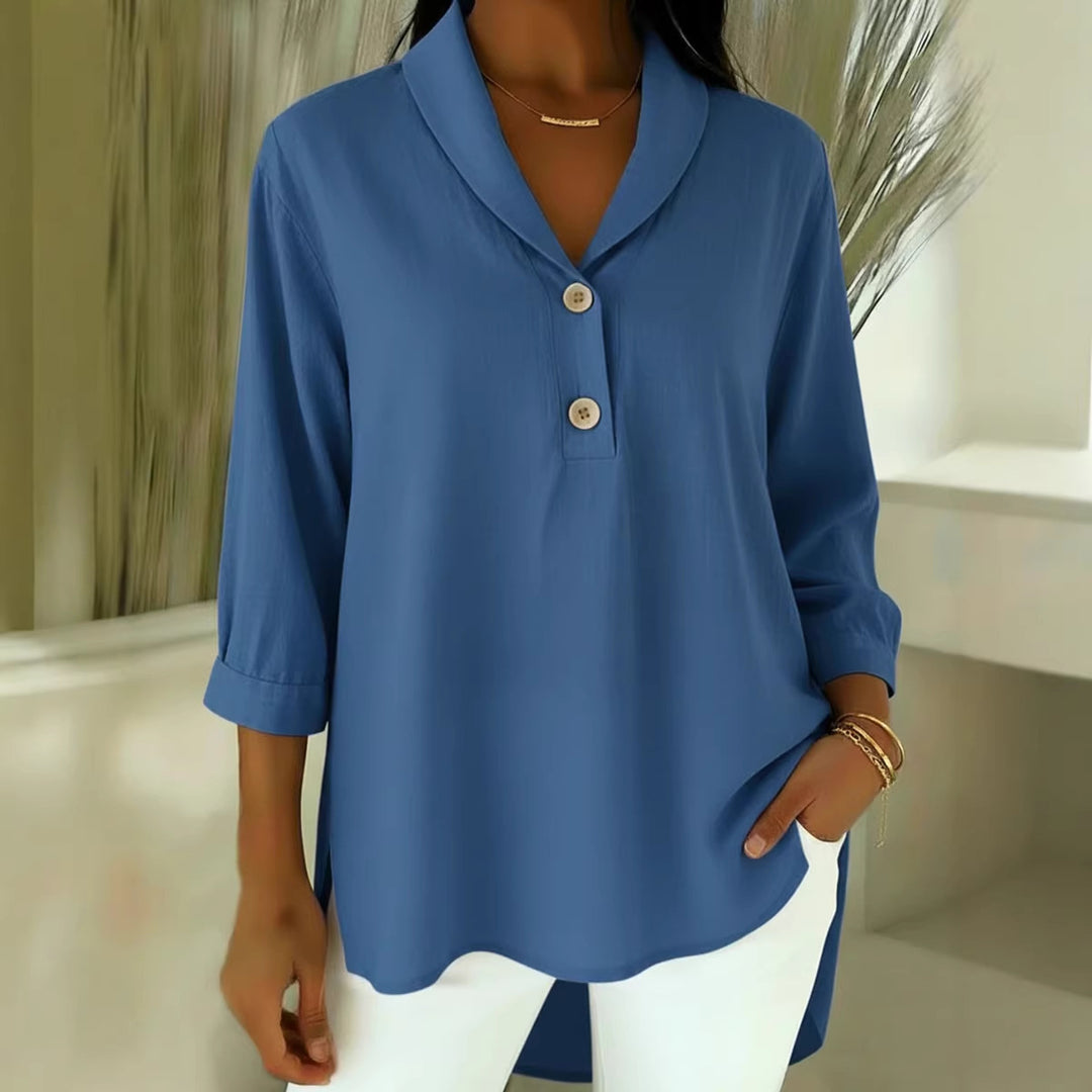 Women Elegant Shirt with Modern Collar and Button Details Lune London