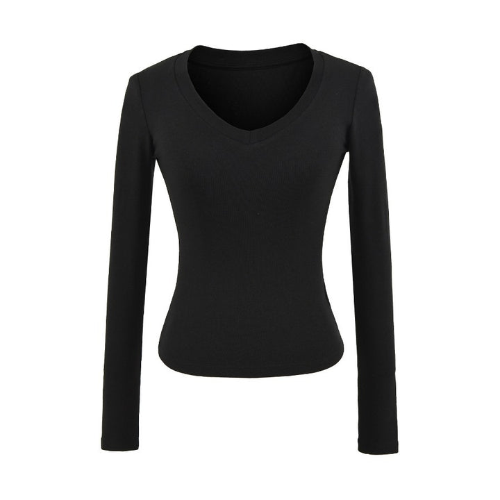 Long sleeve V-neck fitted women's T-shirt Lune London