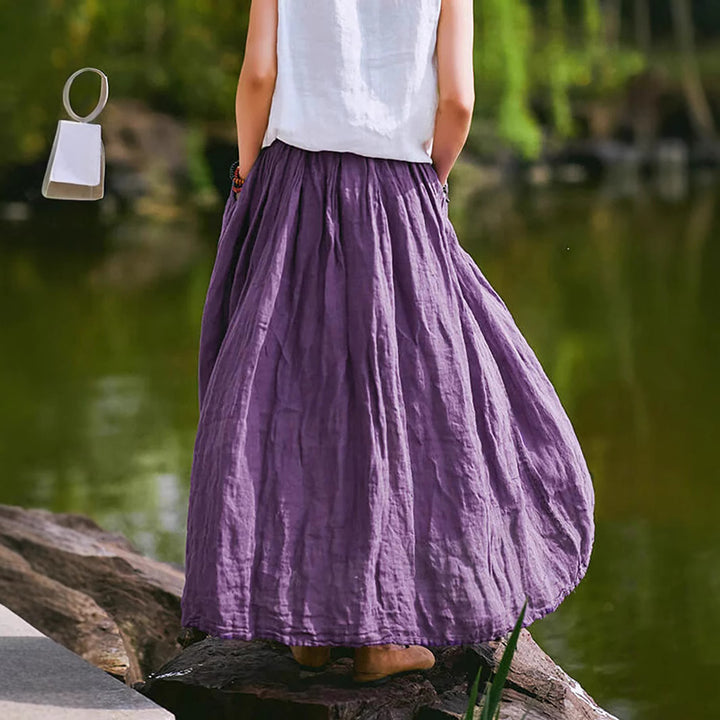Maxi skirt for women in lightweight linen with fluid cut Lune London