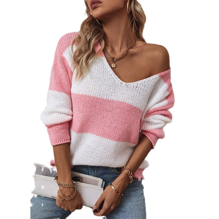 Casual knit pullover for women with a wide striped pattern Lune London