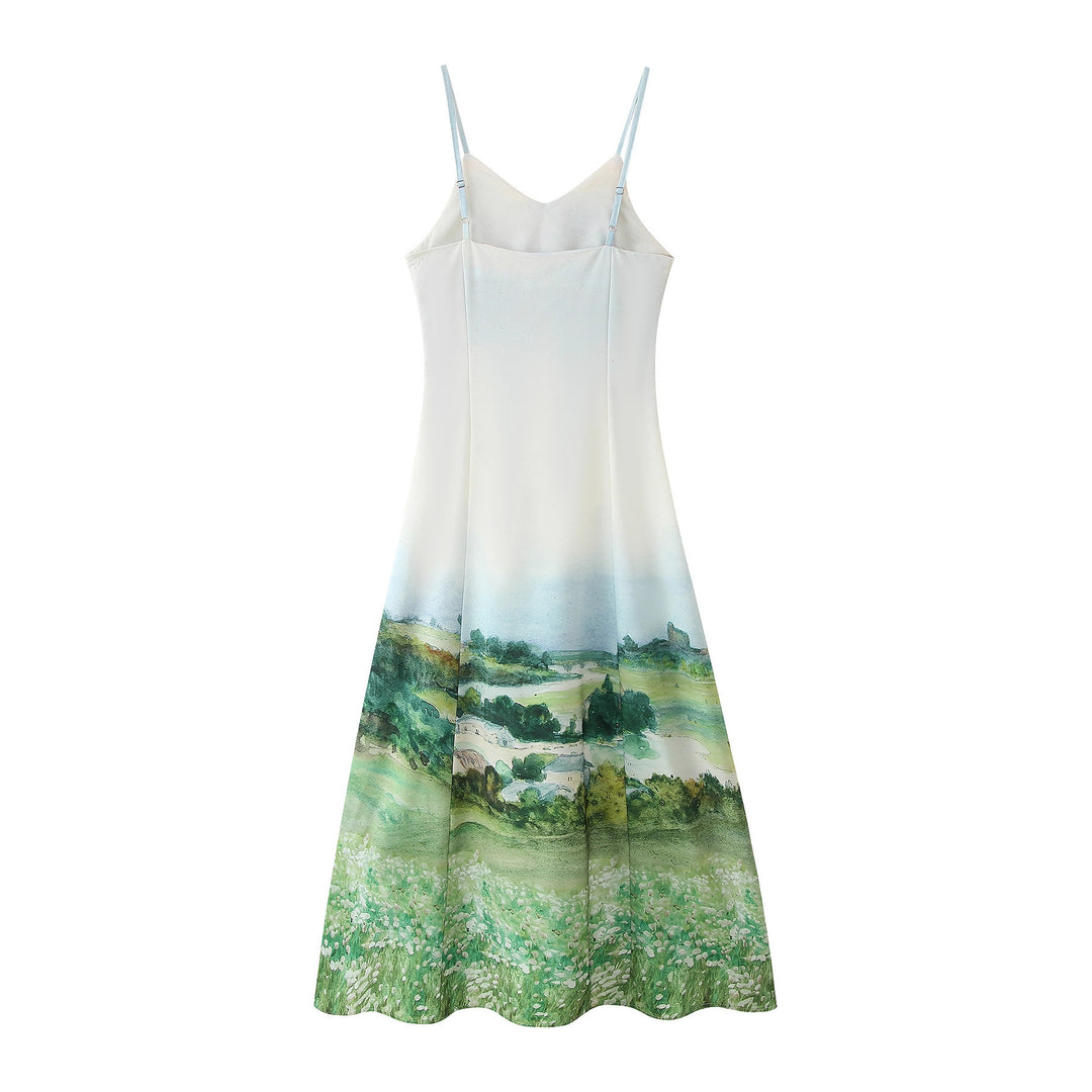 Lune London Women's maxi dress with artistic landscape print