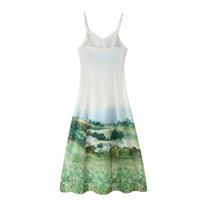 Lune London Women's maxi dress with artistic landscape print