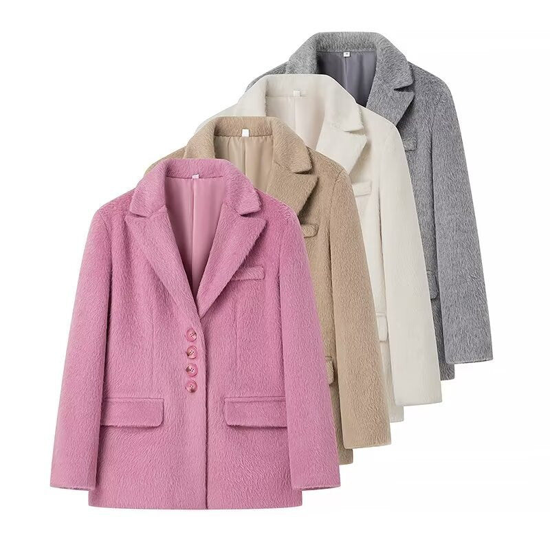 Blazer teddy féminin à la mode avec boutonnière élégante Chic & Stil