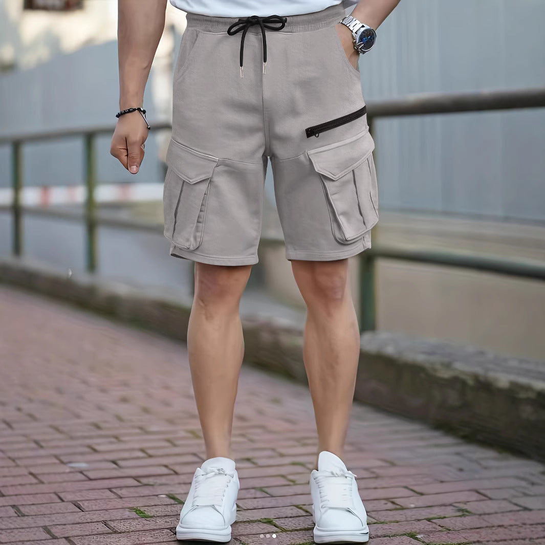 Men's cargo style utility shorts with multiple pocket design Lune London
