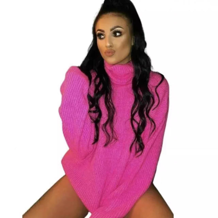 Ladies Oversized Knit Sweater with High Collar and Structured Design Lune London
