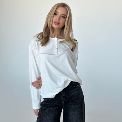 Long sleeve blouse for women with button details and relaxed cut Lune London