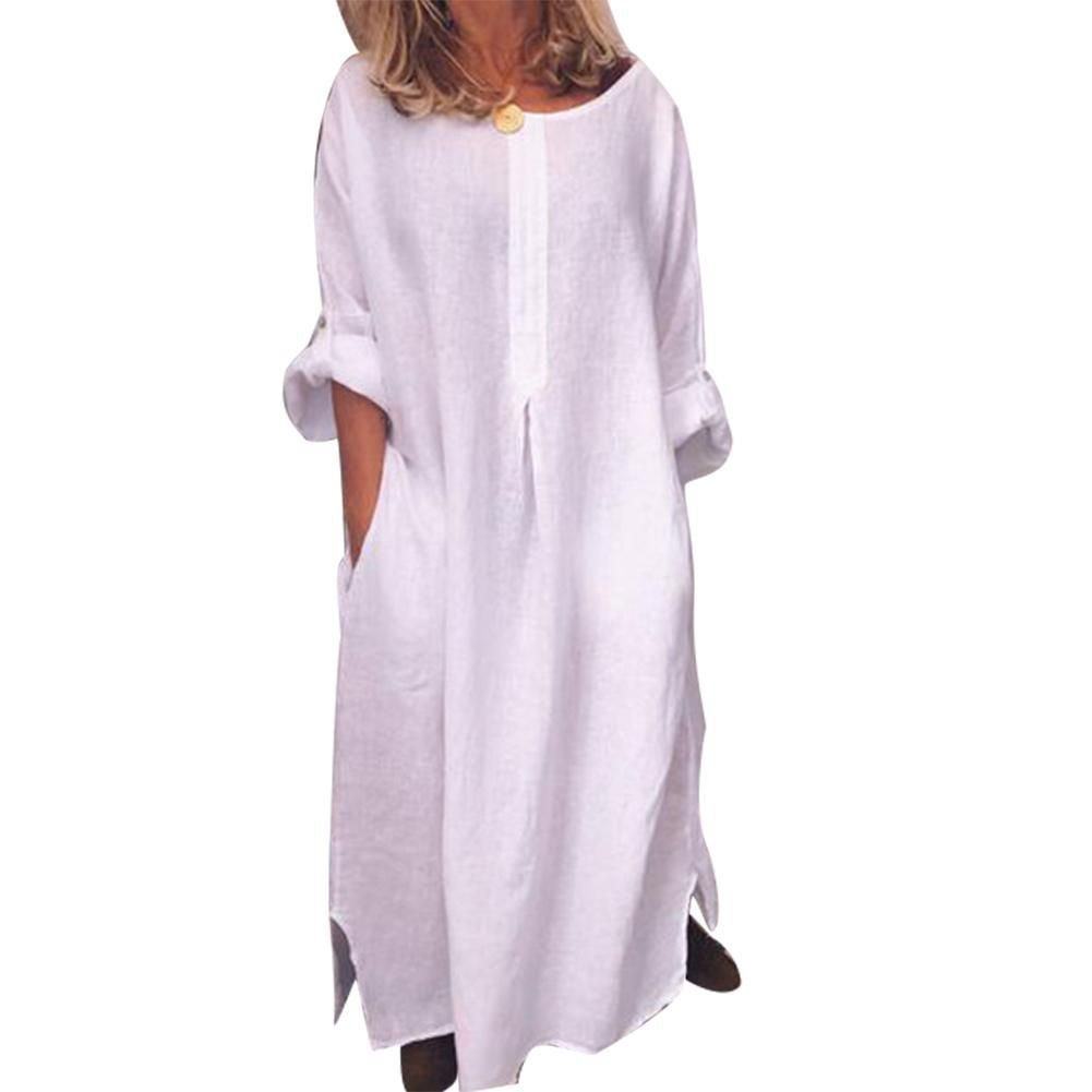 Casual linen dress for women with practical pockets and elegant button details Lune London