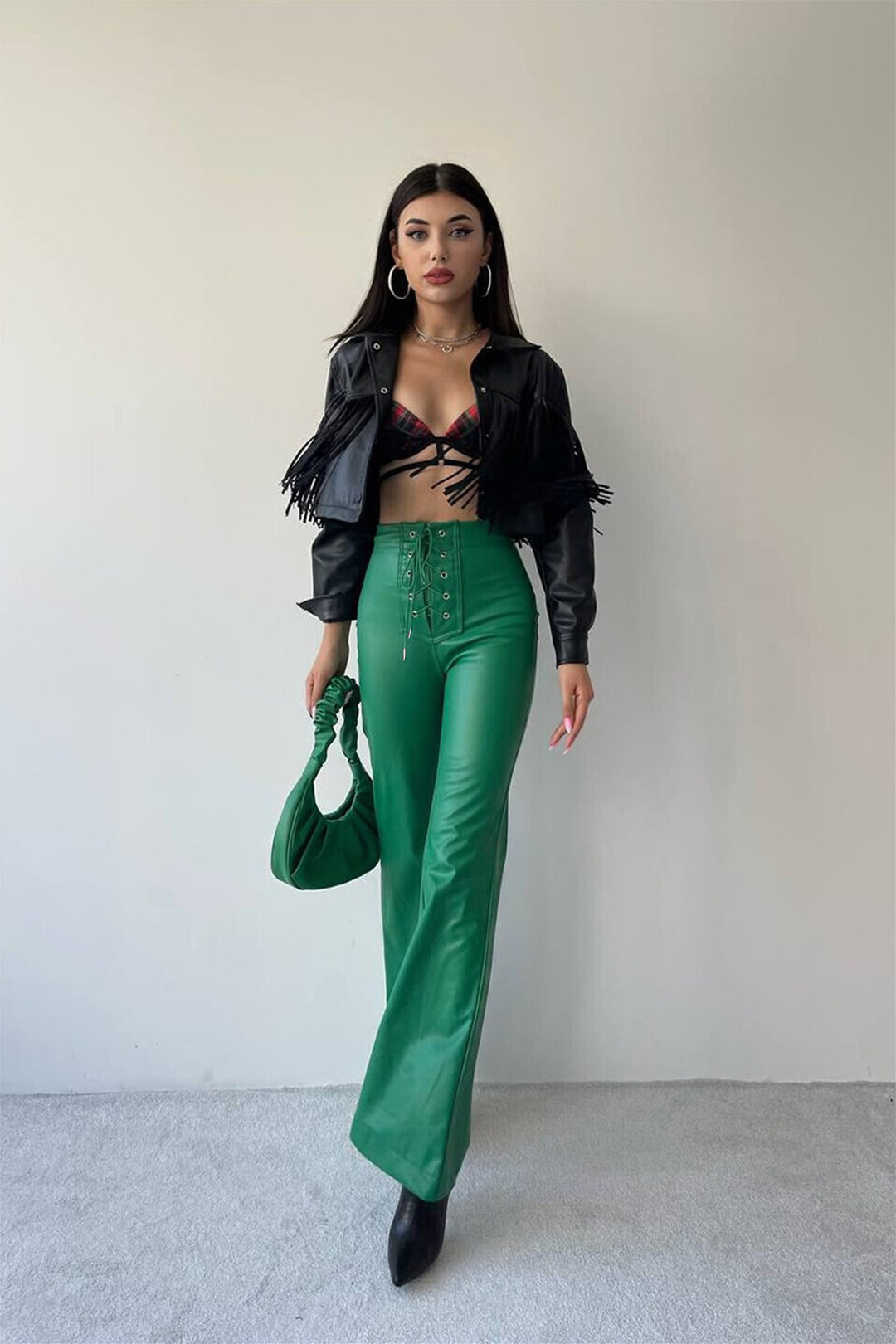 High-waisted pants for women with laces Lune London