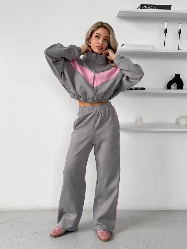 Lune London women's sporty loungewear set with high collar and zipper