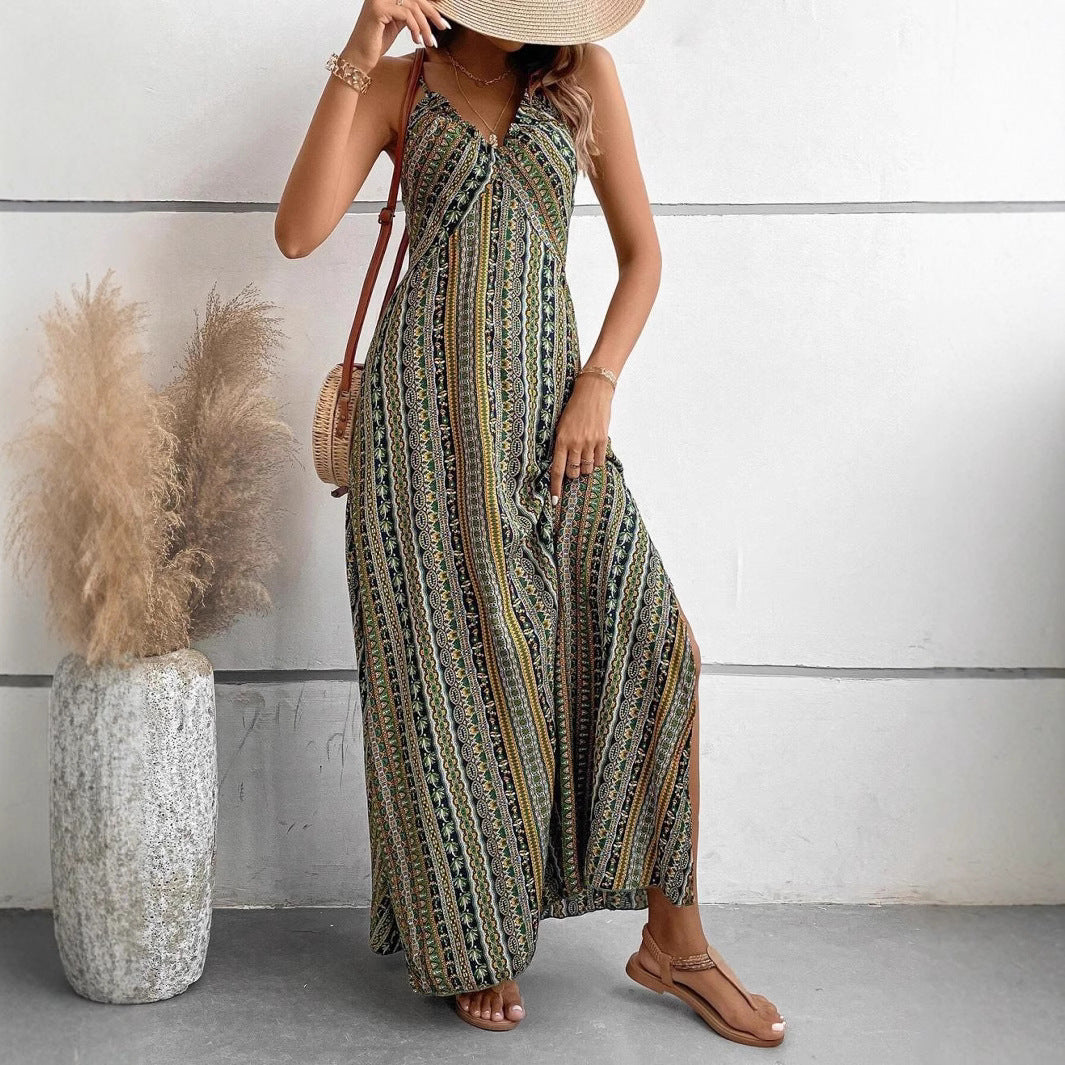 Lune London Women's Bohemian Maxi Dress with Straps