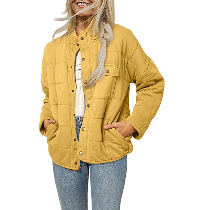 Quilted jacket for women with decorative button Lune London