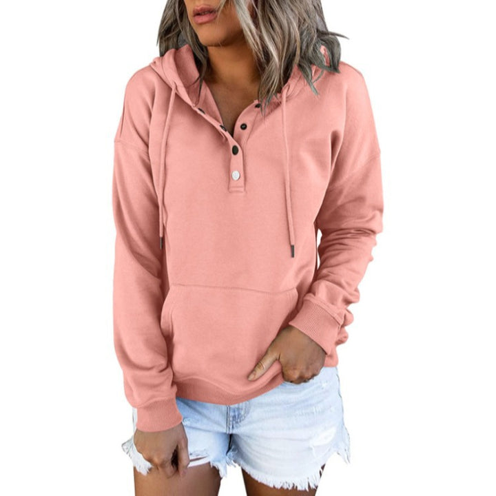 Ladies hoodie with integrated button placket Lune London