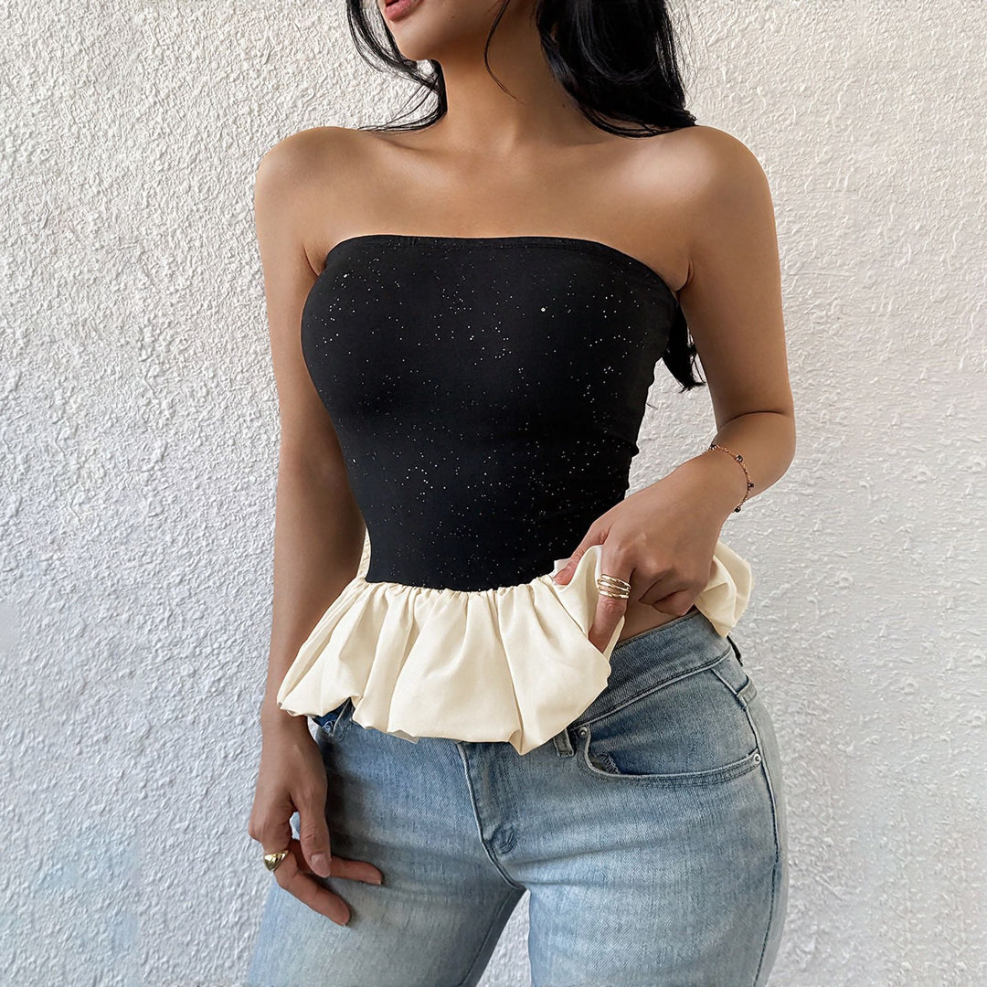 Women's Sleeveless Ruffle Peplum Top Lune London