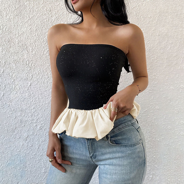 Women's Sleeveless Ruffle Peplum Top Lune London