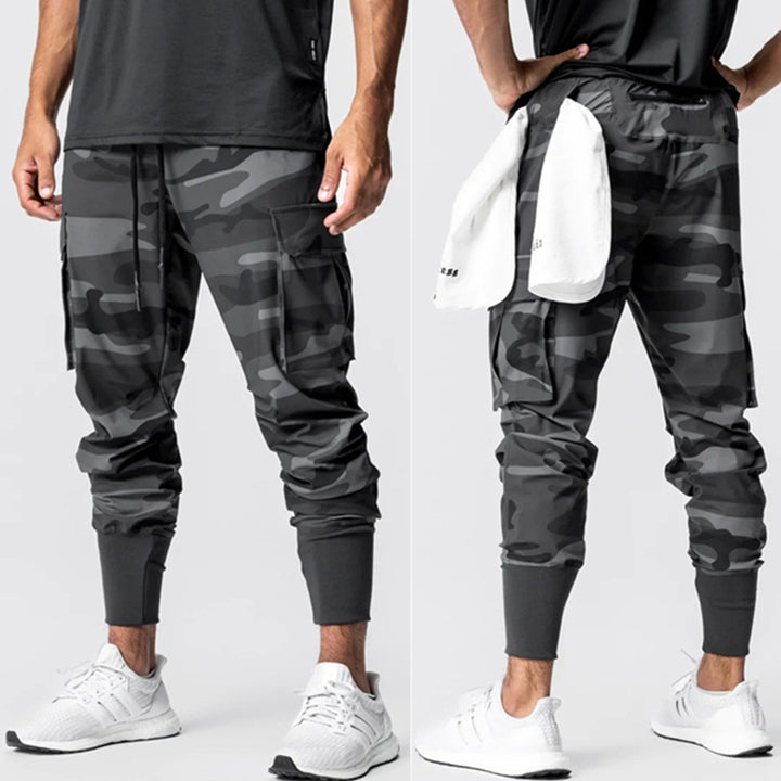 Men's cargo jogger pants with elastic waistband and handy side pockets Lune London