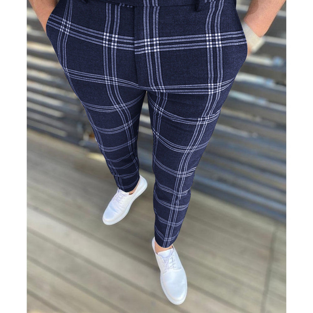 Elegant carrot pants for men with textured check pattern Lune London