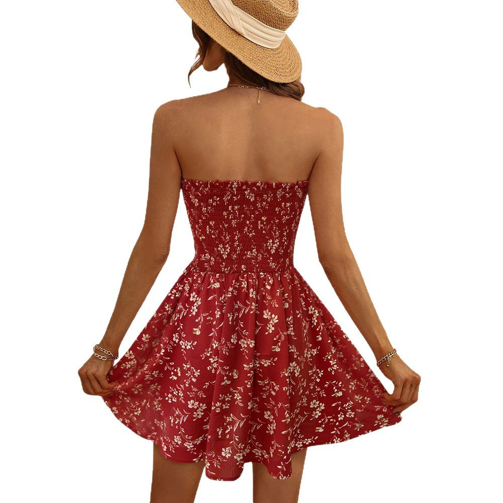 Robe Mini d'été pour Femmes avec Design Floral et Haut Élastique Chic & Stil