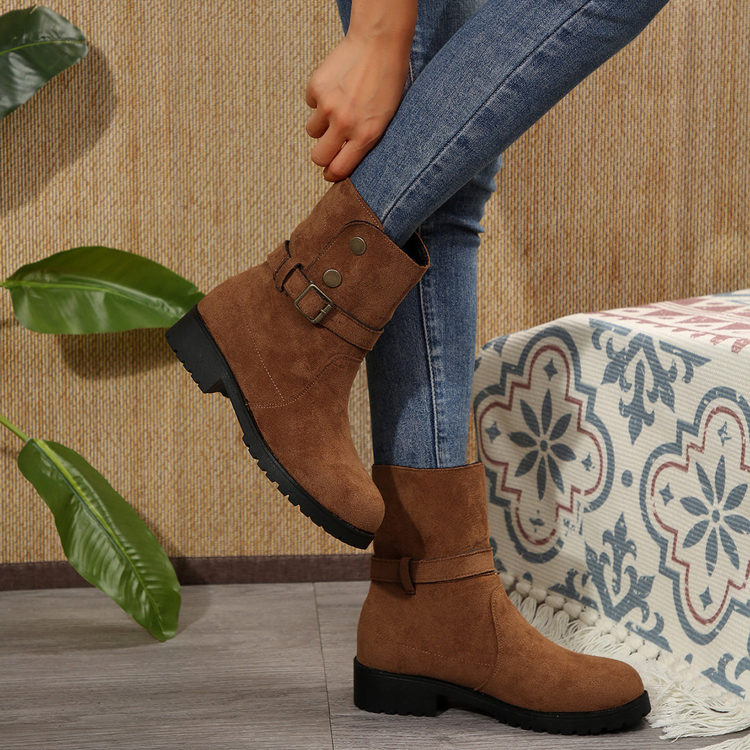 Fashionable women's boots with stylish buckles and a trendy design Lune London