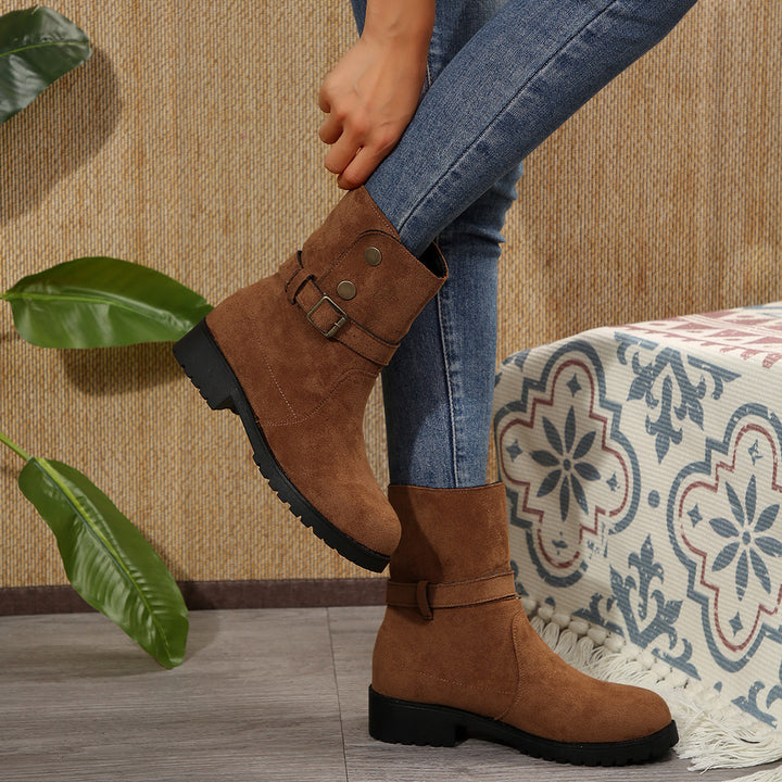 Fashionable women's boots with stylish buckles and a trendy design Lune London