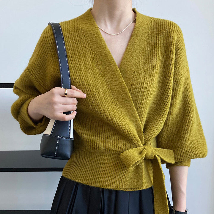 Pull ample pour femmes avec manches larges et ceinture à la taille Chic & Stil