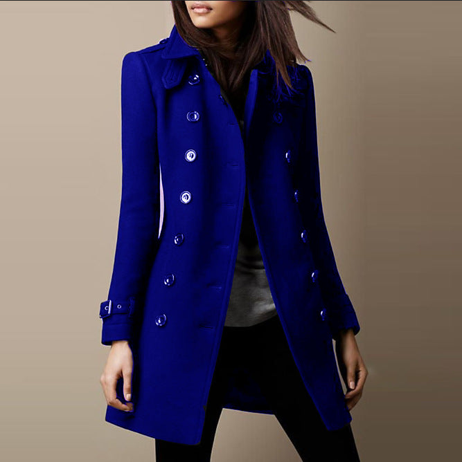 Lady elegant long coat with double breasted Lune London