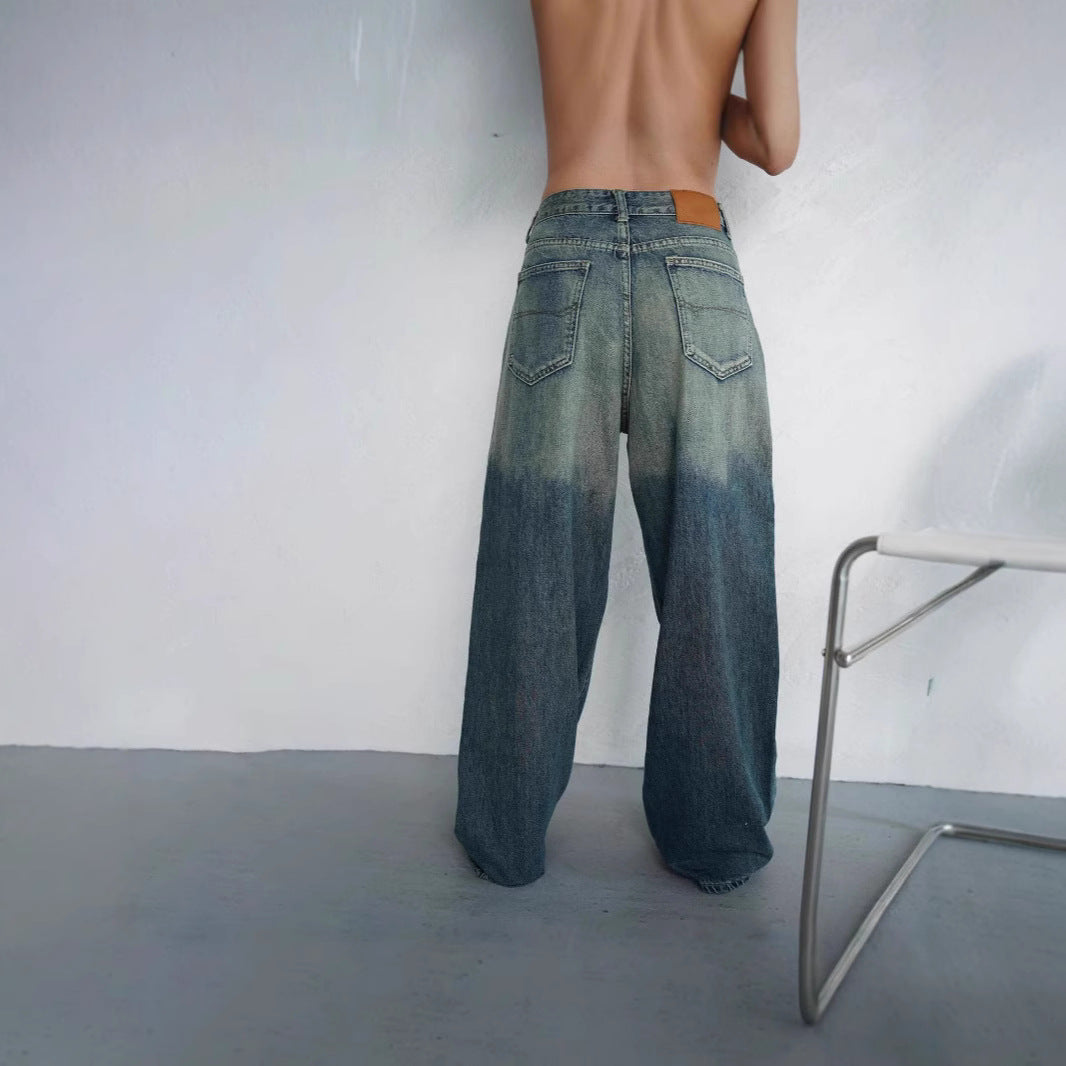 Women's loose high-waist jeans with trendy gradient and wide leg Lune London