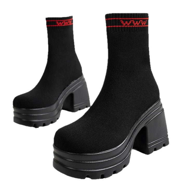Chunky high boots for women with non-slip sole and elastic shaft Lune London
