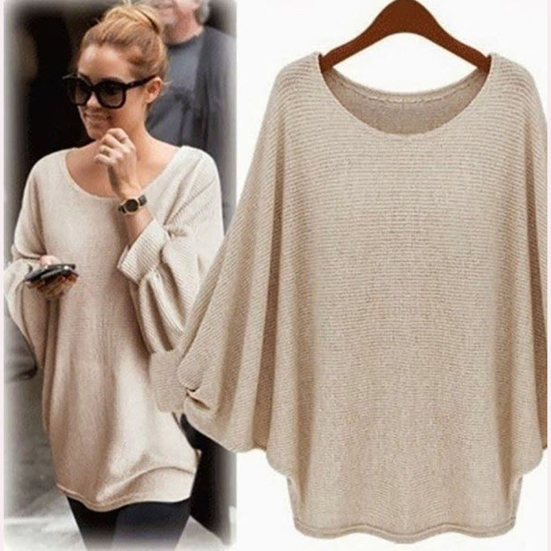 Oversized casual sweater for women with a deep round neckline Lune London