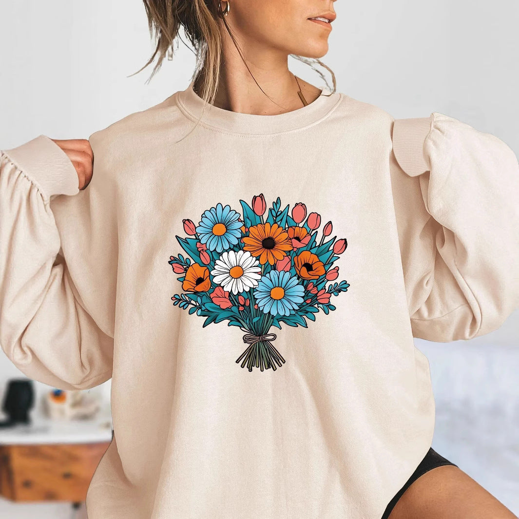 Sweatshirt surdimensionné pour femmes avec détails graphiques floraux Chic & Stil