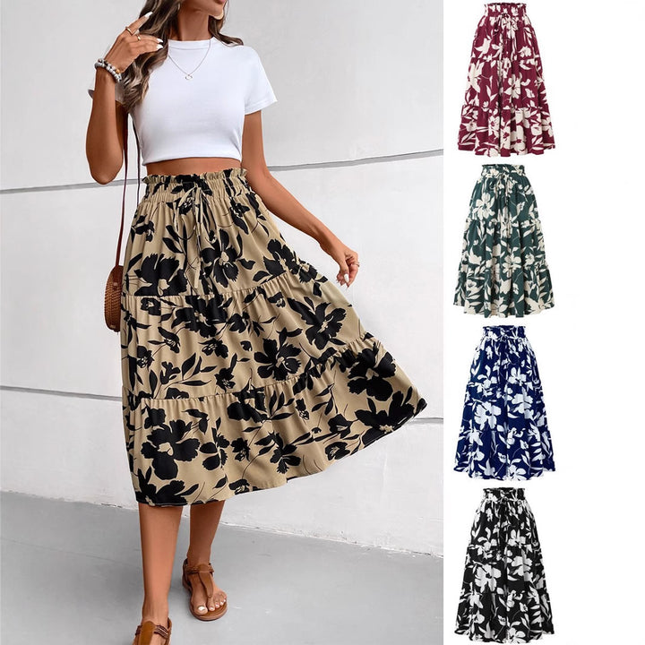 Maxi skirt women with fluid cut and floral design Lune London