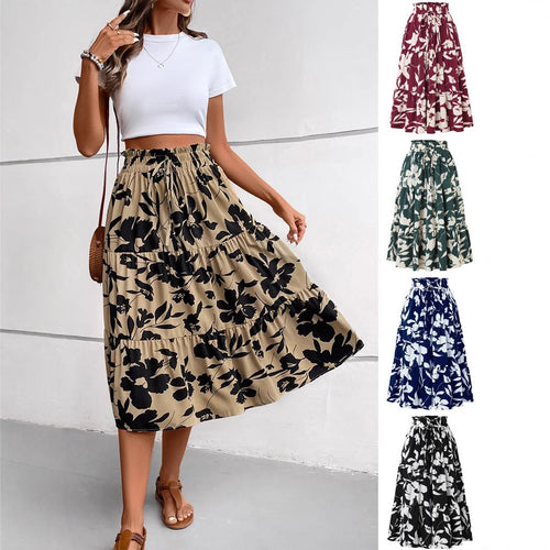 Maxi skirt women with fluid cut and floral design Lune London